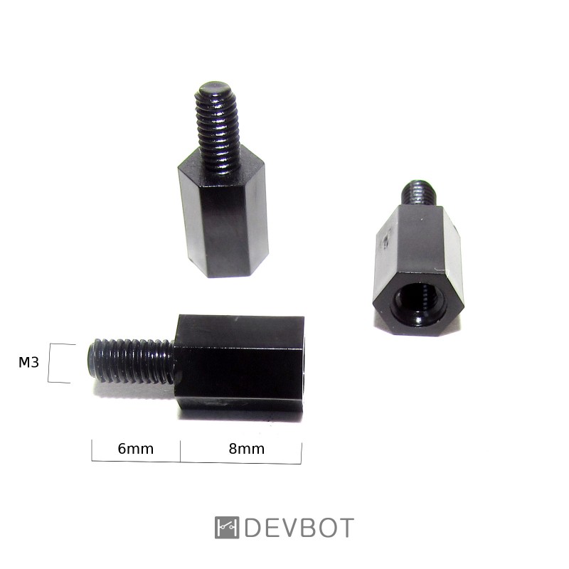 20 Entretoises M3 En Laiton - Tête Hexagonale - Longueur Totale 14mm