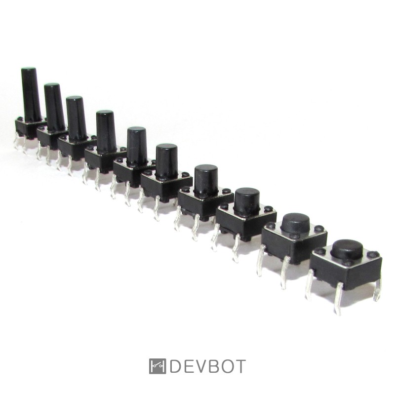 Lot De 180 Boutons Poussoirs Tactiles 6x6mm Noir - Micro-interrupteurs 4 Broches De Qualité - Kit Complet Pour Électronique